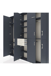 Arges Dolap 10 Raflı 2 Çekmeceli 3 Askılı 220x30x243 Antrasit-Antrasit/Aytaşı