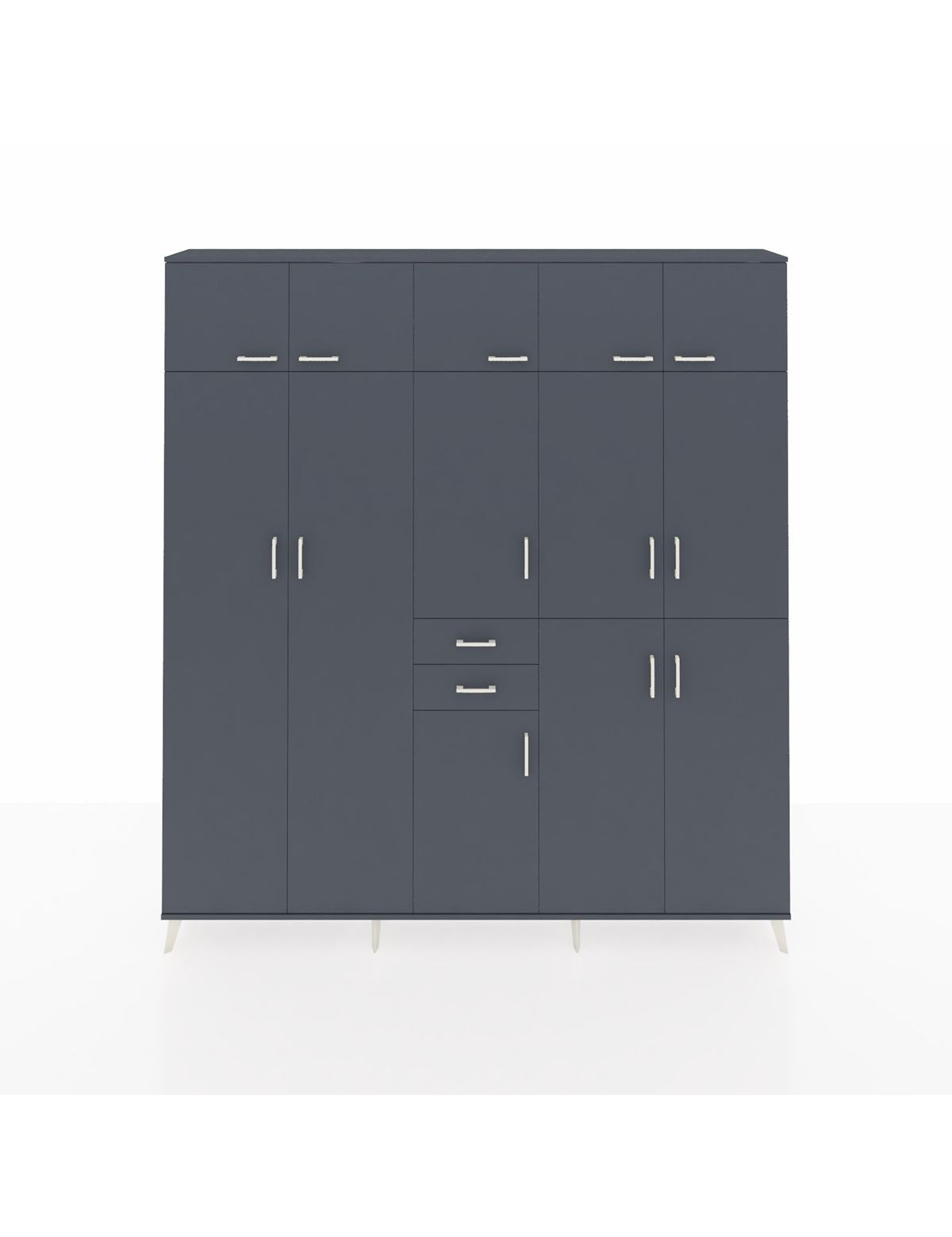 Arges Gardrop 10 Raflı 2 Çekmeceli 3 Askılı 220x30x243 Antrasit-Antrasit