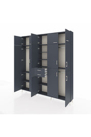 Arges Gardrop 10 Raflı 2 Çekmeceli 3 Askılı 220x30x243 Antrasit-Antrasit