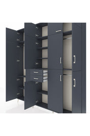 Arges Gardrop 10 Raflı 2 Çekmeceli 3 Askılı 220x30x243 Antrasit-Antrasit