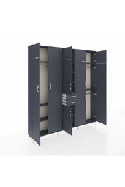 Arges Gardrop 10 Raflı 2 Çekmeceli 3 Askılı 220x30x243 Antrasit-Antrasit