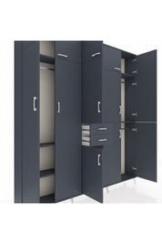 Arges Gardrop 10 Raflı 2 Çekmeceli 3 Askılı 220x30x243 Antrasit-Antrasit