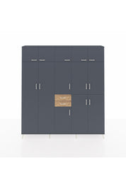 Arges Dolap 10 Raflı 2 Çekmeceli 3 Askılı 220x30x243 Antrasit-Antrasit/Çam