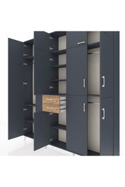 Arges Dolap 10 Raflı 2 Çekmeceli 3 Askılı 220x30x243 Antrasit-Antrasit/Çam