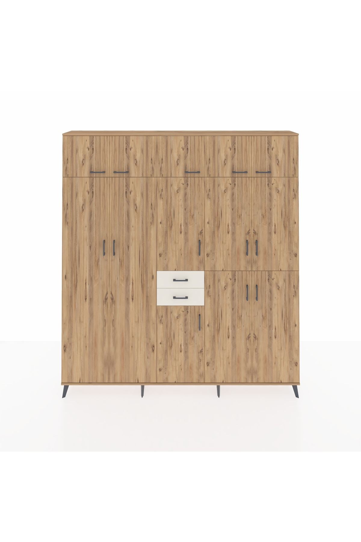 Arges Dolap 10 Raflı 2 Çekmeceli 3 Askılı 220x30x243 Çam-Çam/Aytaşı