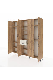 Arges Dolap 10 Raflı 2 Çekmeceli 3 Askılı 220x30x243 Çam-Çam/Aytaşı