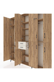 Arges Dolap 10 Raflı 2 Çekmeceli 3 Askılı 220x30x243 Çam-Çam/Aytaşı