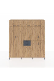 Arges Dolap 10 Raflı 2 Çekmeceli 3 Askılı 220x30x243 Çam-Çam/Antrasit