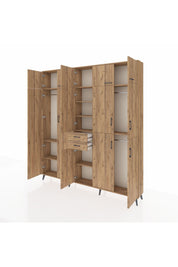 Arges Gardrop 10 Raflı 2 Çekmeceli 3 Askılı 220x30x243 Çam-Çam