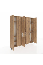 Arges Gardrop 10 Raflı 2 Çekmeceli 3 Askılı 220x30x243 Çam-Çam