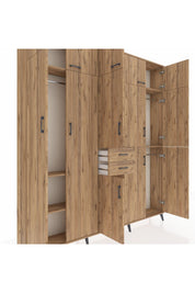 Arges Gardrop 10 Raflı 2 Çekmeceli 3 Askılı 220x30x243 Çam-Çam