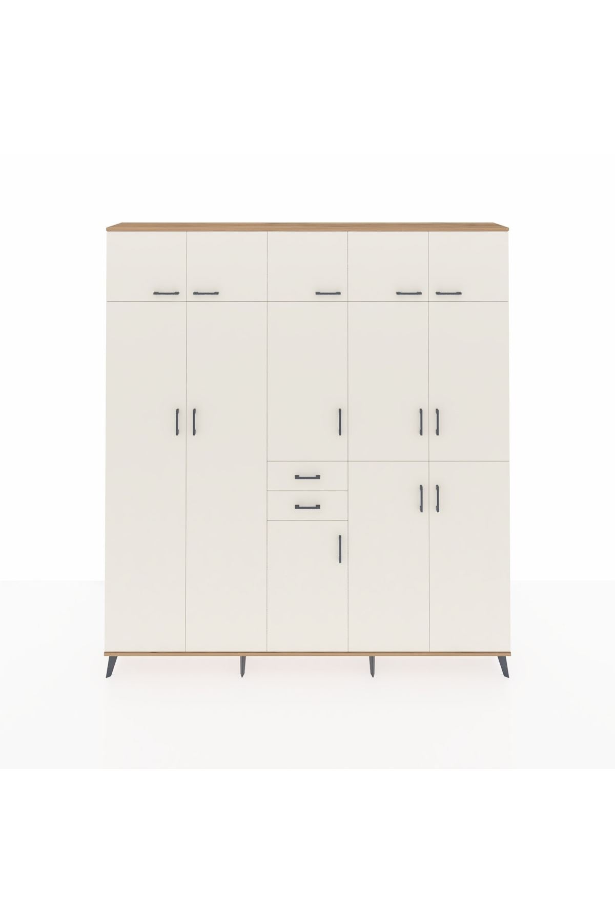 Arges Gardrop 10 Raflı 2 Çekmeceli 3 Askılı 220x30x243 Çam-Aytaşı