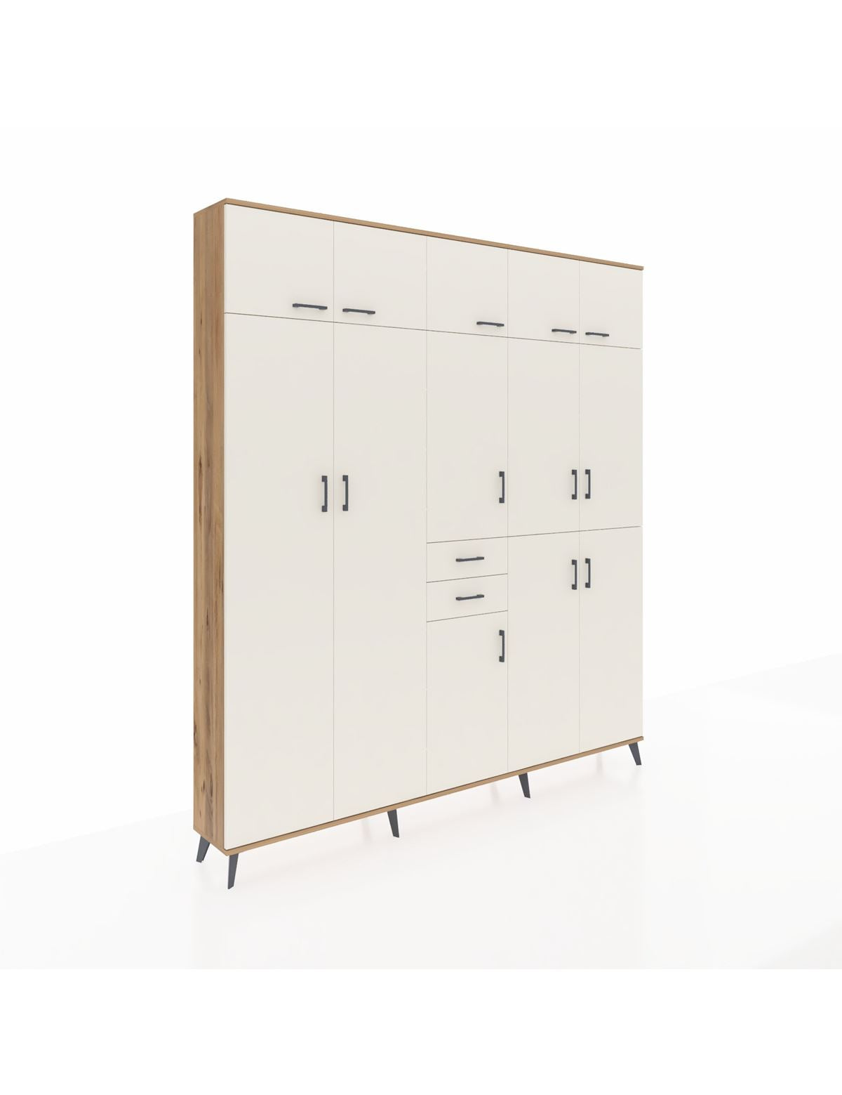 Arges Gardrop 10 Raflı 2 Çekmeceli 3 Askılı 220x30x243 Çam-Aytaşı