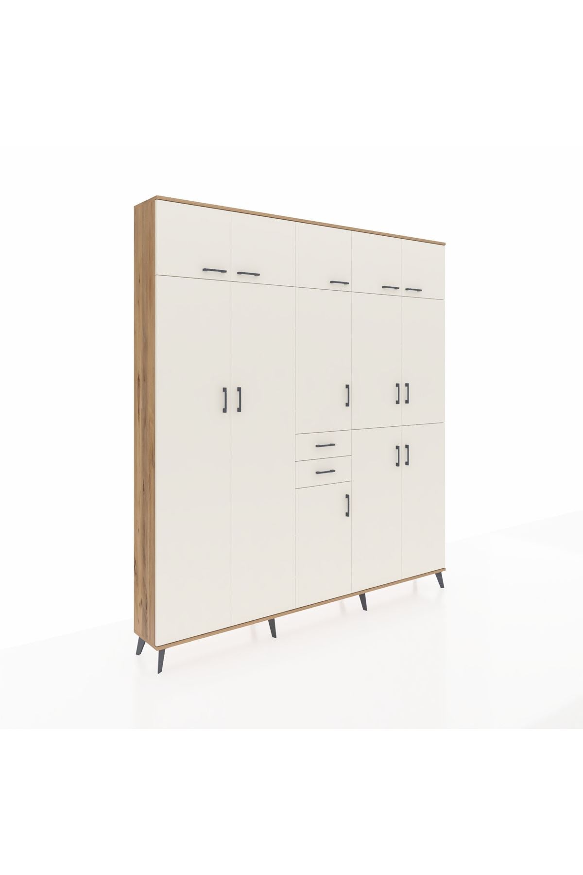 Arges Gardrop 10 Raflı 2 Çekmeceli 3 Askılı 220x30x243 Çam-Aytaşı