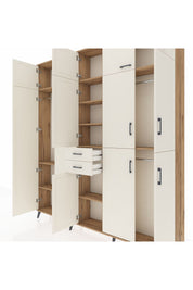 Arges Gardrop 10 Raflı 2 Çekmeceli 3 Askılı 220x30x243 Çam-Aytaşı