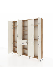 Arges Gardrop 10 Raflı 2 Çekmeceli 3 Askılı 220x30x243 Çam-Aytaşı