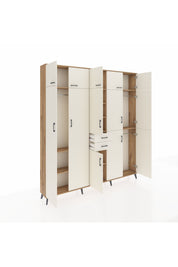 Arges Gardrop 10 Raflı 2 Çekmeceli 3 Askılı 220x30x243 Çam-Aytaşı