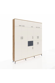 Arges Dolap 10 Raflı 2 Çekmeceli 3 Askılı 220x30x243 Çam-Aytaşı/Antrasit