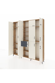 Arges Dolap 10 Raflı 2 Çekmeceli 3 Askılı 220x30x243 Çam-Aytaşı/Antrasit