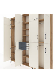 Arges Dolap 10 Raflı 2 Çekmeceli 3 Askılı 220x30x243 Çam-Aytaşı/Antrasit