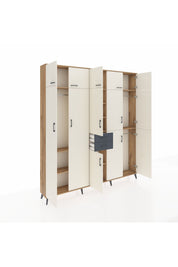 Arges Dolap 10 Raflı 2 Çekmeceli 3 Askılı 220x30x243 Çam-Aytaşı/Antrasit