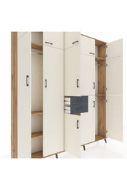 Arges Dolap 10 Raflı 2 Çekmeceli 3 Askılı 220x30x243 Çam-Aytaşı/Antrasit