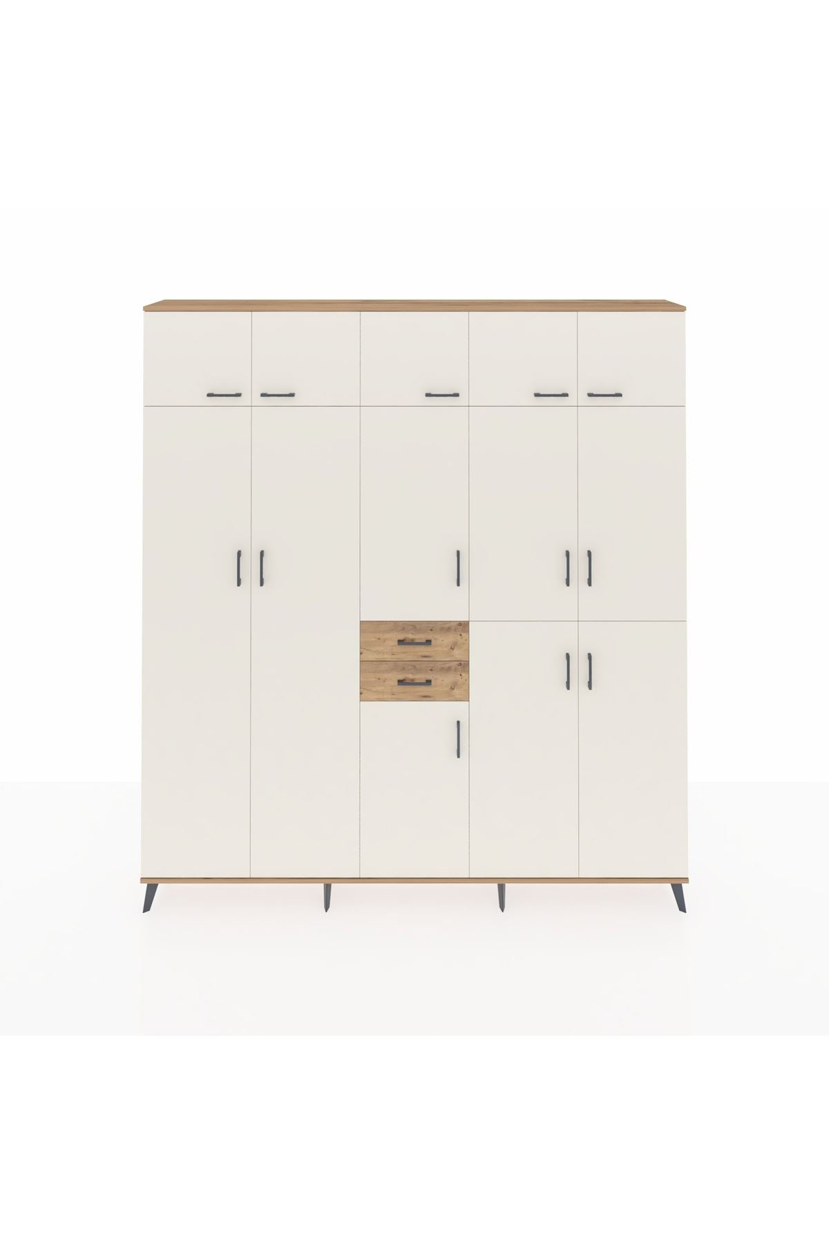 Arges Dolap 10 Raflı 2 Çekmeceli 3 Askılı 220x30x243 Çam-Aytaşı/Çam