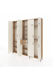 Arges Dolap 10 Raflı 2 Çekmeceli 3 Askılı 220x30x243 Çam-Aytaşı/Çam