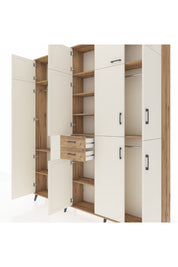 Arges Dolap 10 Raflı 2 Çekmeceli 3 Askılı 220x30x243 Çam-Aytaşı/Çam