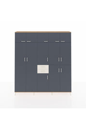 Arges Dolap 10 Raflı 2 Çekmeceli 3 Askılı 220x30x243 Çam-Antrasit/Aytaşı