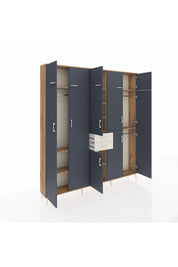 Arges Dolap 10 Raflı 2 Çekmeceli 3 Askılı 220x30x243 Çam-Antrasit/Aytaşı