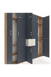 Arges Dolap 10 Raflı 2 Çekmeceli 3 Askılı 220x30x243 Çam-Antrasit/Aytaşı