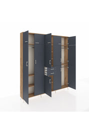 Arges Gardrop 10 Raflı 2 Çekmeceli 3 Askılı 220x30x243 Çam-Antrasit