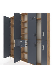 Arges Gardrop 10 Raflı 2 Çekmeceli 3 Askılı 220x30x243 Çam-Antrasit