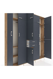 Arges Gardrop 10 Raflı 2 Çekmeceli 3 Askılı 220x30x243 Çam-Antrasit