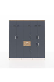 Arges Dolap 10 Raflı 2 Çekmeceli 3 Askılı 220x30x243 Çam-Antrasit/Çam