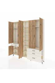 Arges Dolap 11 Raflı 4 Çekmeceli 2 Askılı 220x30x243 Aytaşı-Çam/Aytaşı