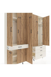 Arges Dolap 11 Raflı 4 Çekmeceli 2 Askılı 220x30x243 Aytaşı-Çam/Aytaşı