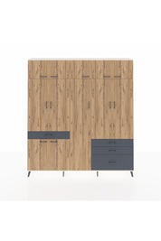 Arges Dolap 11 Raflı 4 Çekmeceli 2 Askılı 220x30x243 Aytaşı-Çam/Antrasit