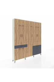 Arges Dolap 11 Raflı 4 Çekmeceli 2 Askılı 220x30x243 Aytaşı-Çam/Antrasit