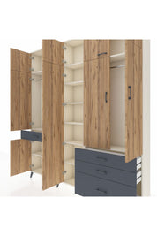 Arges Dolap 11 Raflı 4 Çekmeceli 2 Askılı 220x30x243 Aytaşı-Çam/Antrasit