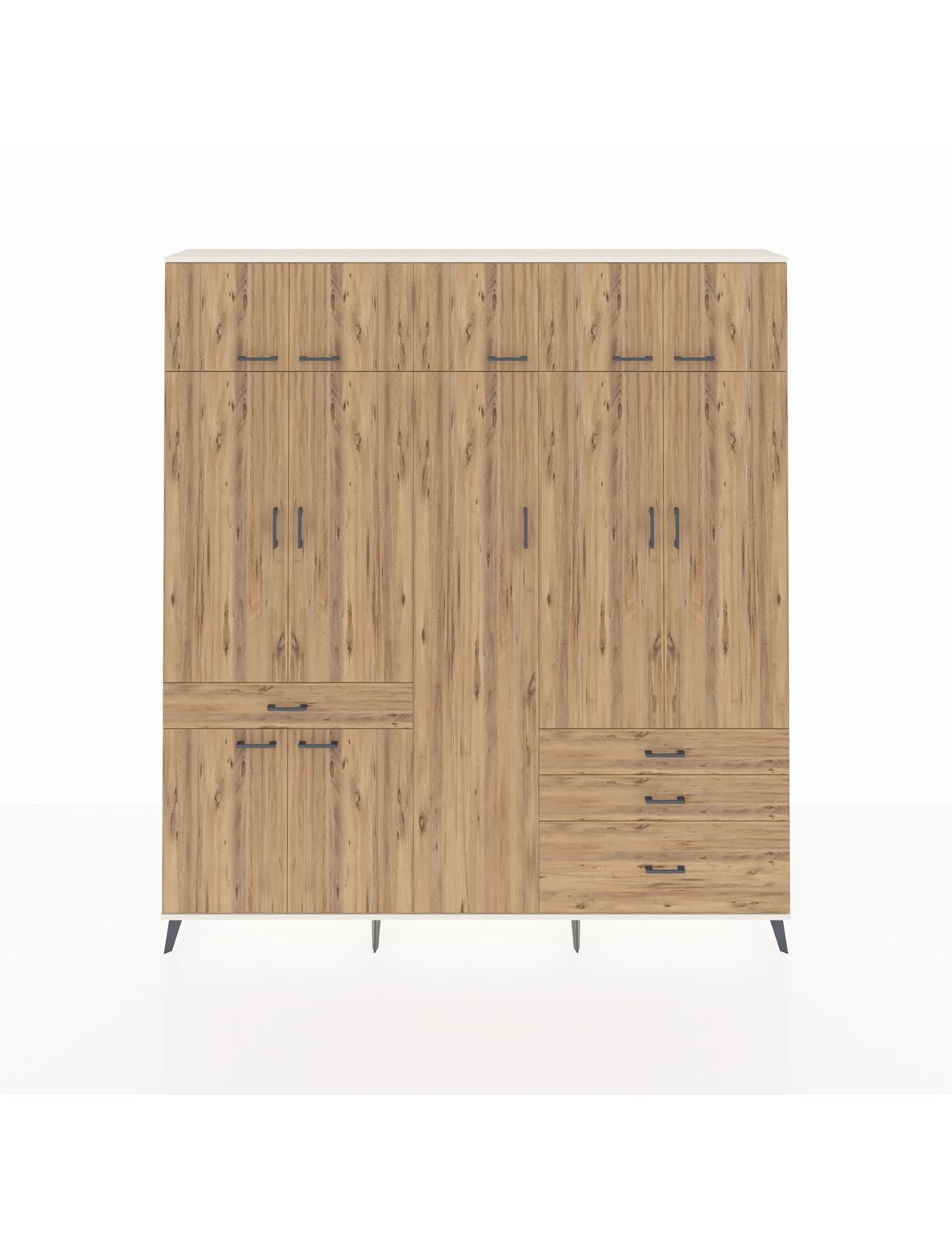 Arges Gardrop 11 Raflı 4 Çekmeceli 2 Askılı 220x30x243 Aytaşı-Çam