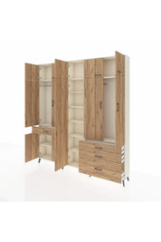 Arges Gardrop 11 Raflı 4 Çekmeceli 2 Askılı 220x30x243 Aytaşı-Çam