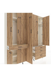 Arges Gardrop 11 Raflı 4 Çekmeceli 2 Askılı 220x30x243 Aytaşı-Çam