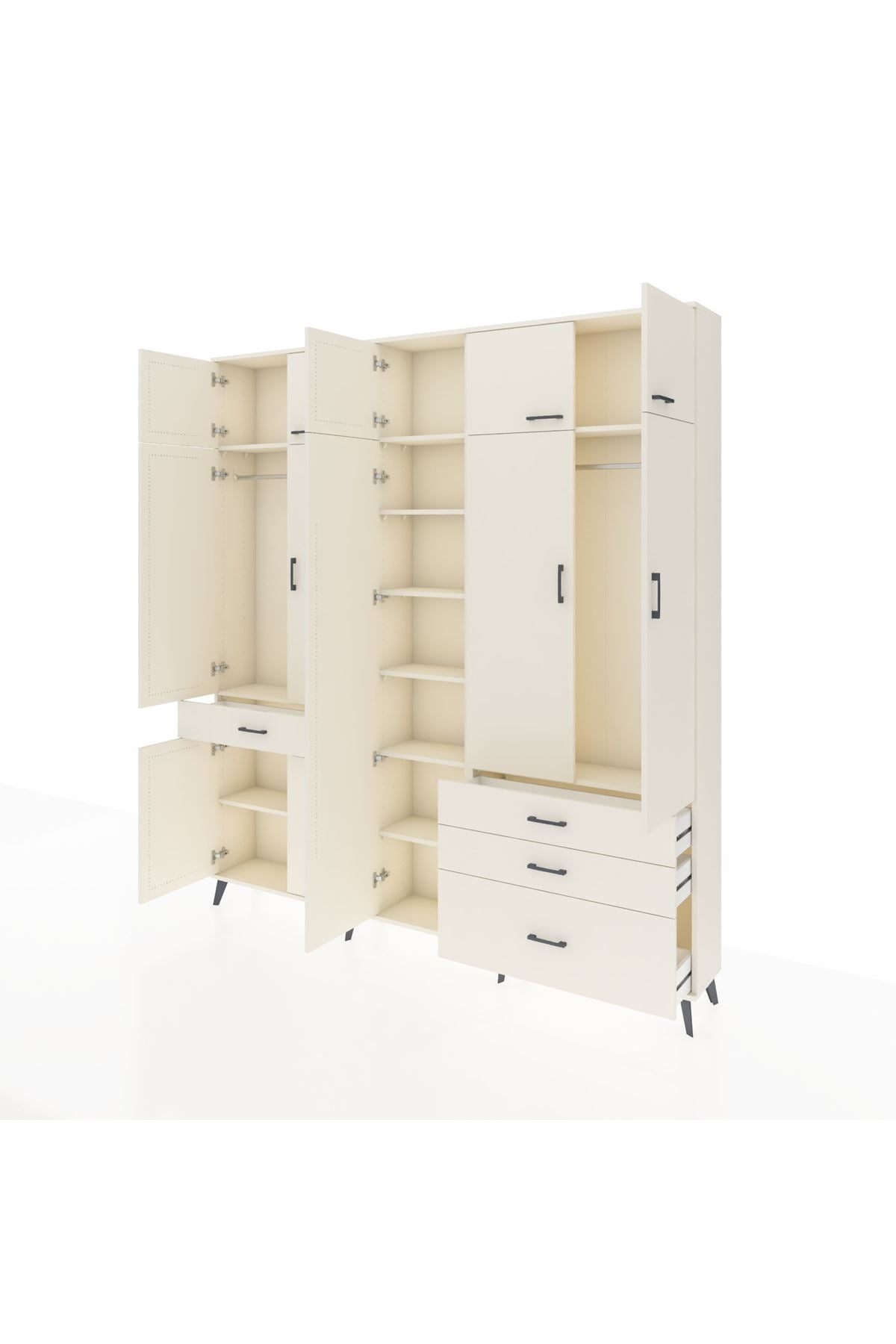 Arges Gardrop 11 Raflı 4 Çekmeceli 2 Askılı 220x30x243 Aytaşı-Aytaşı