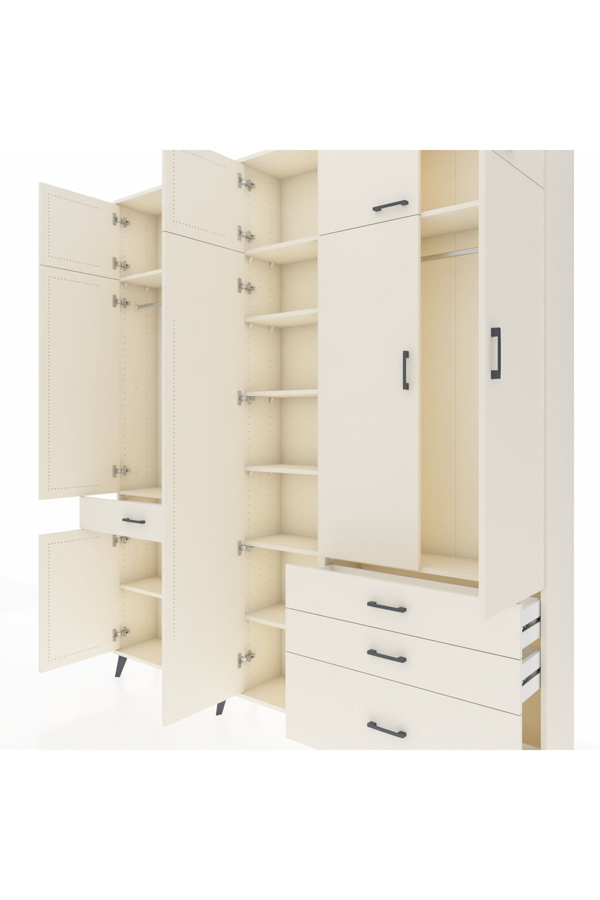 Arges Gardrop 11 Raflı 4 Çekmeceli 2 Askılı 220x30x243 Aytaşı-Aytaşı