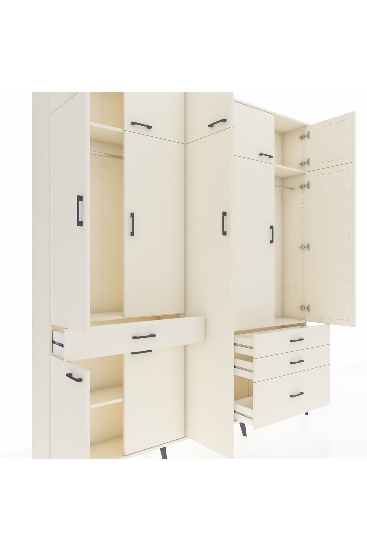 Arges Gardrop 11 Raflı 4 Çekmeceli 2 Askılı 220x30x243 Aytaşı-Aytaşı