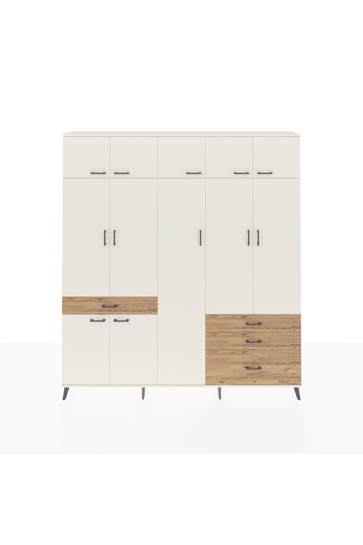 Arges Dolap 11 Raflı 4 Çekmeceli 2 Askılı 220x30x243 Aytaşı-Aytaşı/Çam