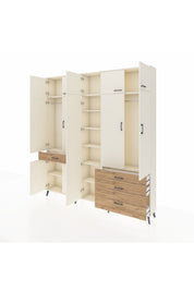 Arges Dolap 11 Raflı 4 Çekmeceli 2 Askılı 220x30x243 Aytaşı-Aytaşı/Çam