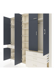 Arges Dolap 11 Raflı 4 Çekmeceli 2 Askılı 220x30x243 Aytaşı-Antrasit/Aytaşı